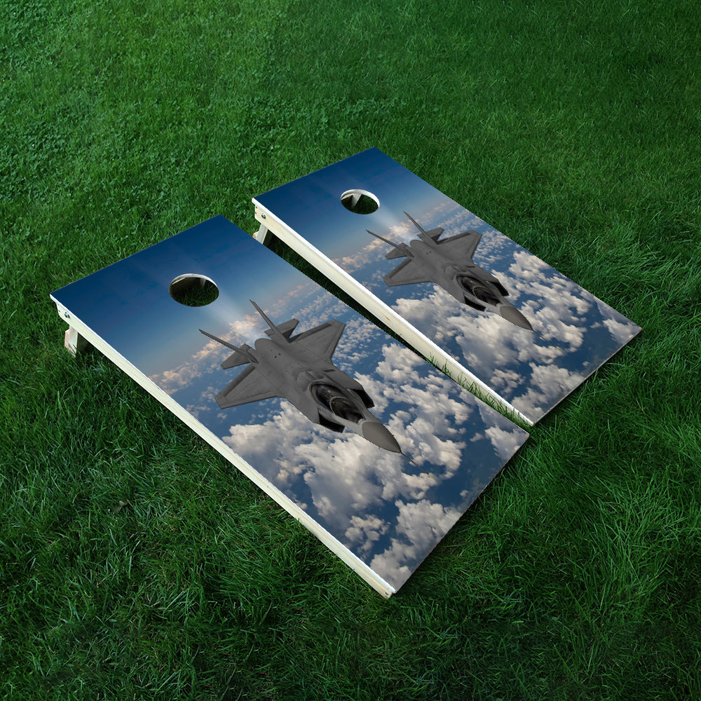 Front View Jet Cornhole Boards Wraps (Set of 2)