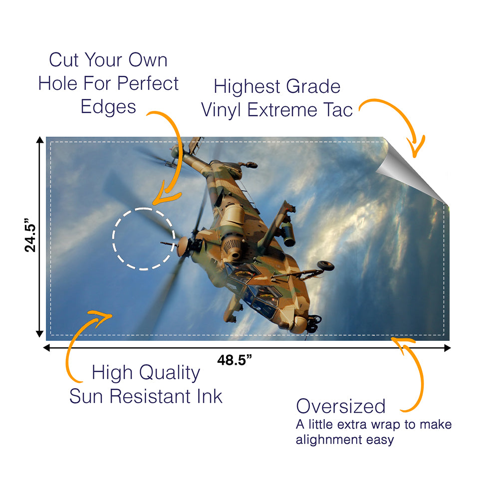 Camo Helicopter Cornhole Boards Wraps (Set of 2)