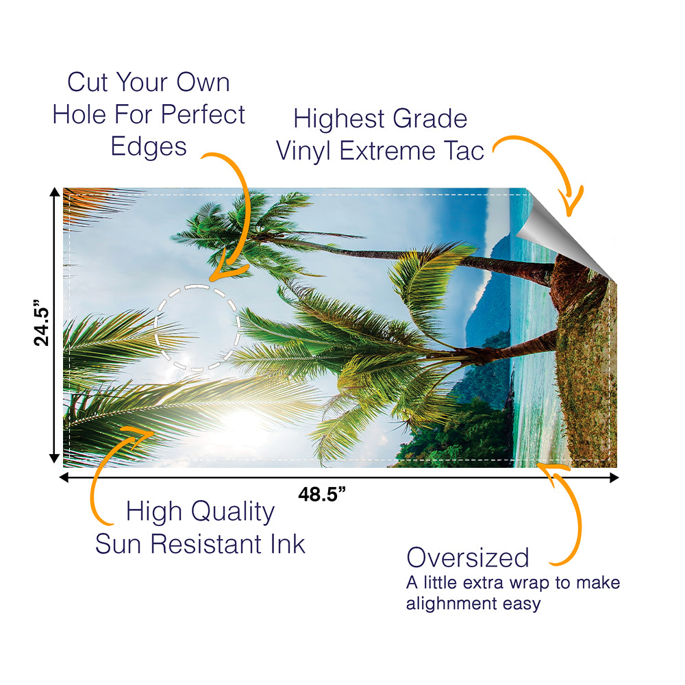 Island Palm Cornhole Boards Wraps (Set of 2)