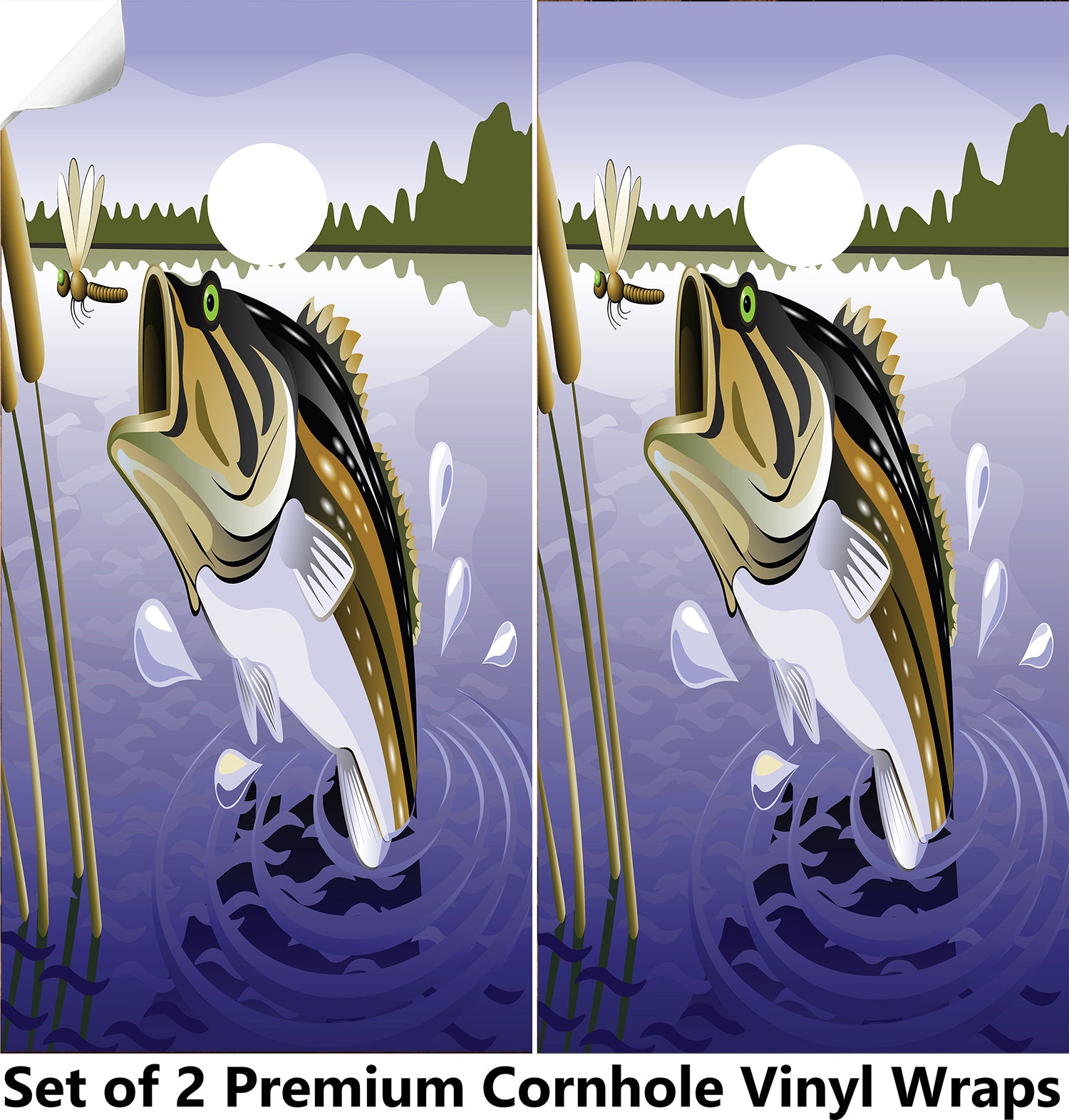 Fishing Cornhole Boards Wraps (Set of 2)