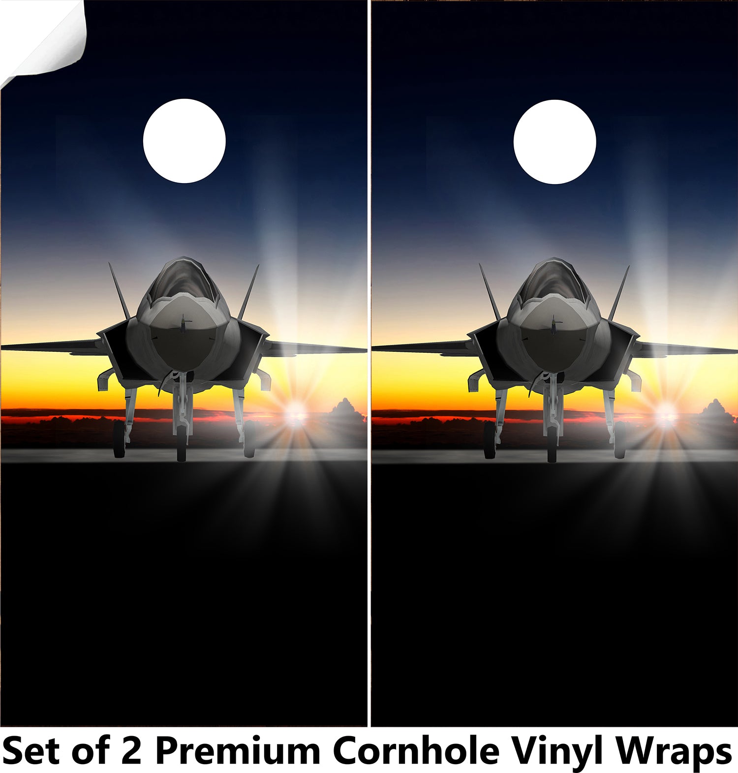 Cartoon Jet Cornhole Boards Wraps (Set of 2)