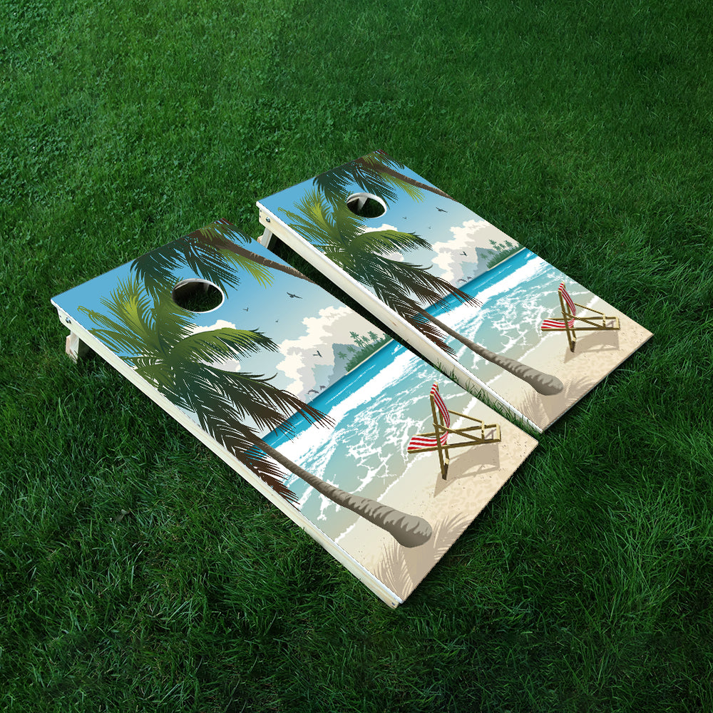 Tropical Chair Cornhole Boards Wraps (Set of 2)