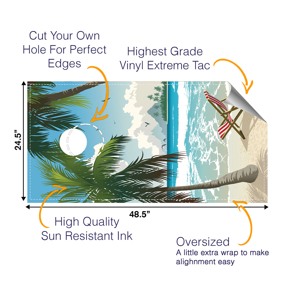Tropical Chair Cornhole Boards Wraps (Set of 2)