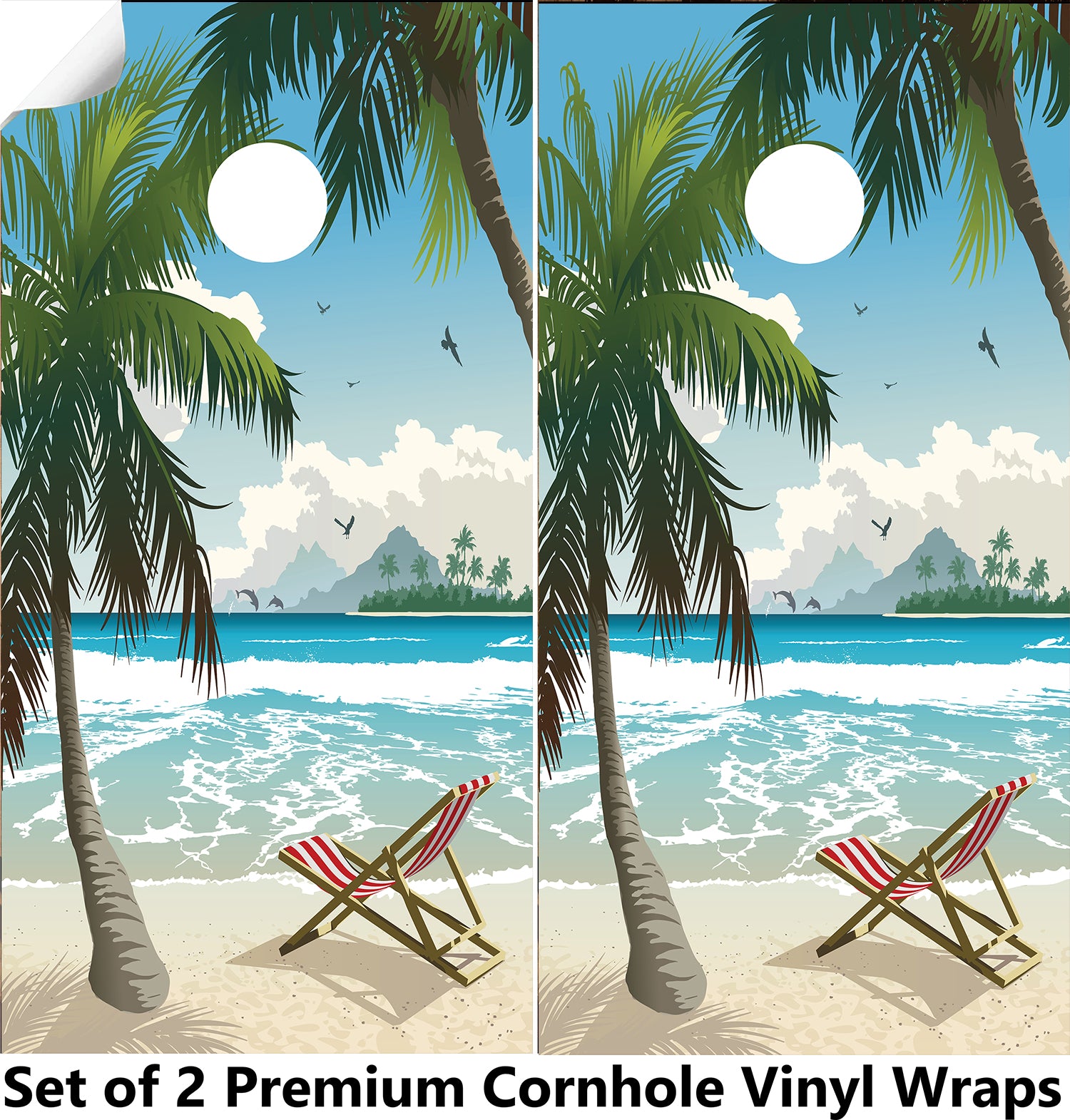 Tropical Chair Cornhole Boards Wraps (Set of 2)