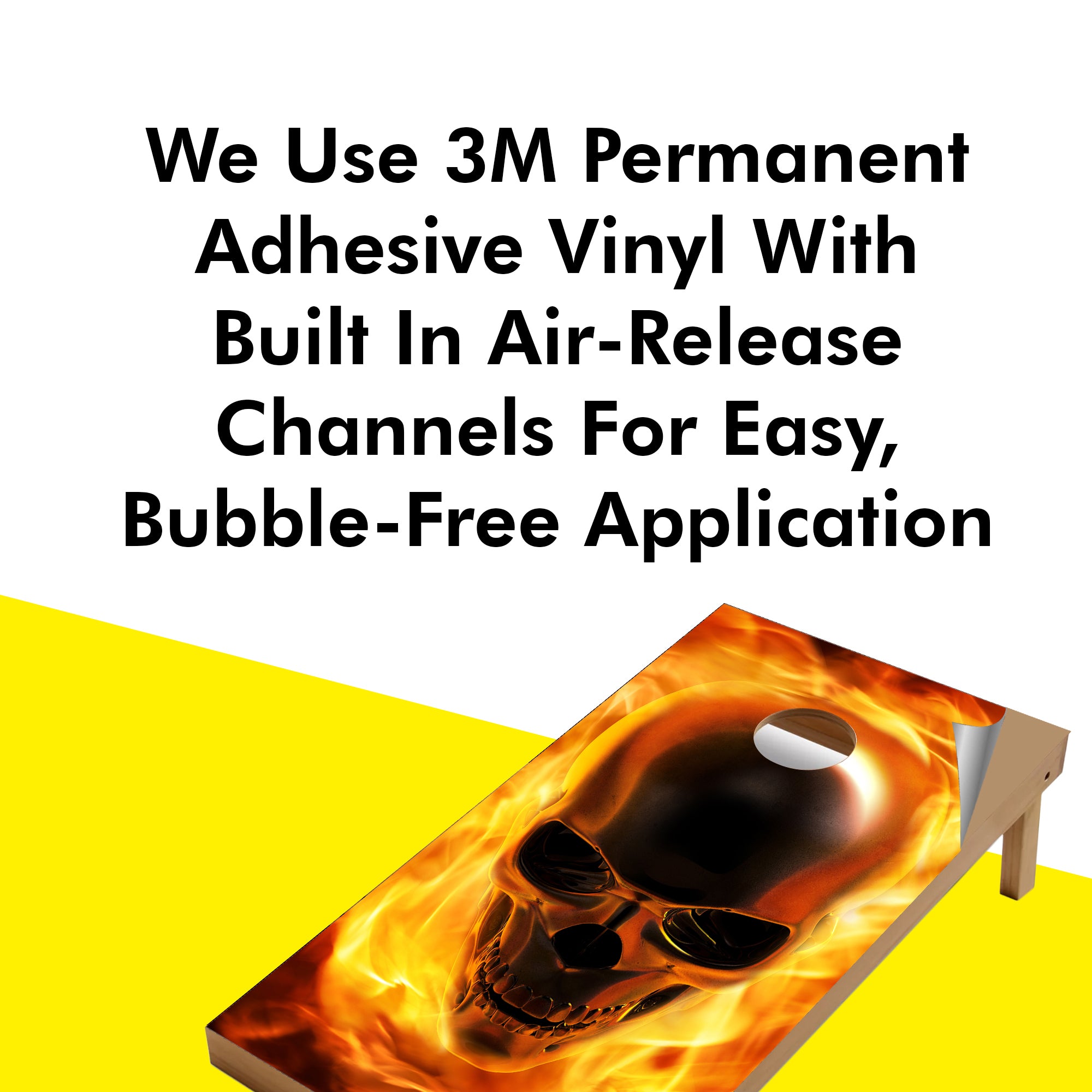 Alien Flame Skull Cornhole Boards Wraps (Set of 2)