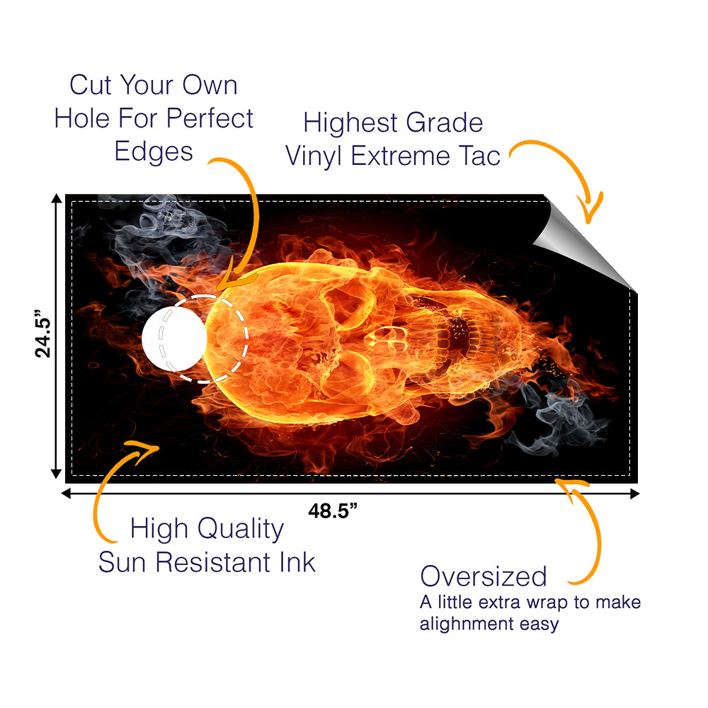 Flames Skull Cornhole Boards Wraps (Set of 2)
