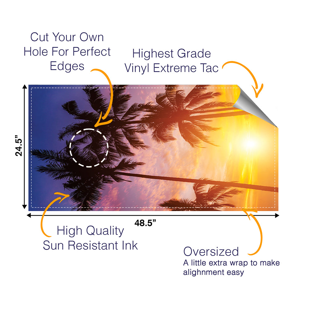 Palm Trees Ocean Cornhole Boards Wraps (Set of 2)