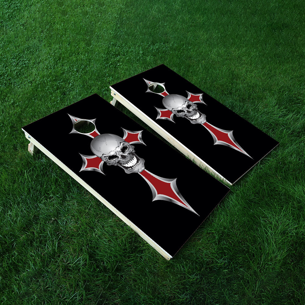 Cross Skull Cornhole Boards Wraps (Set of 2)