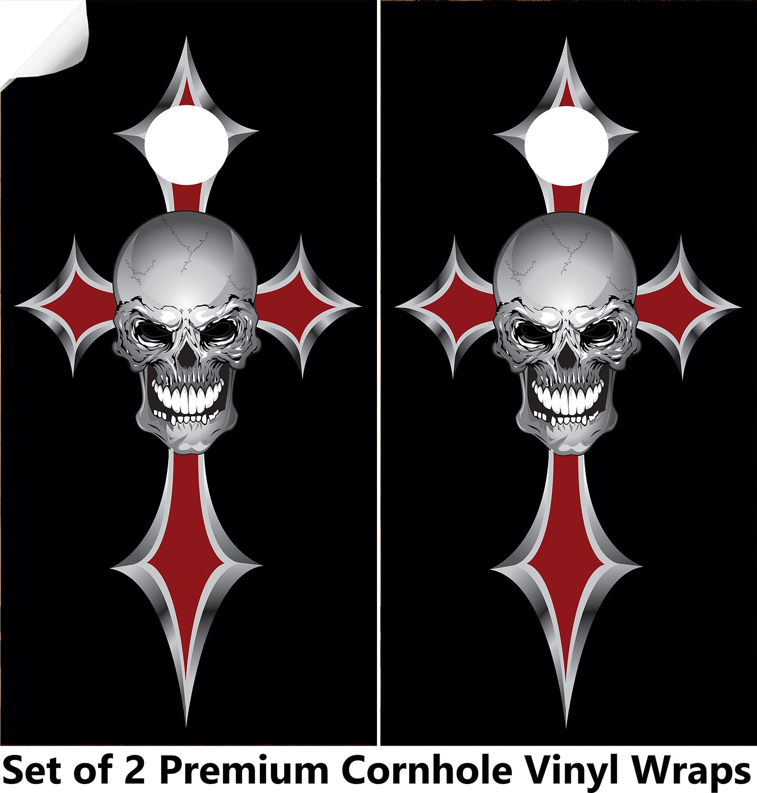 Cross Skull Cornhole Boards Wraps (Set of 2)