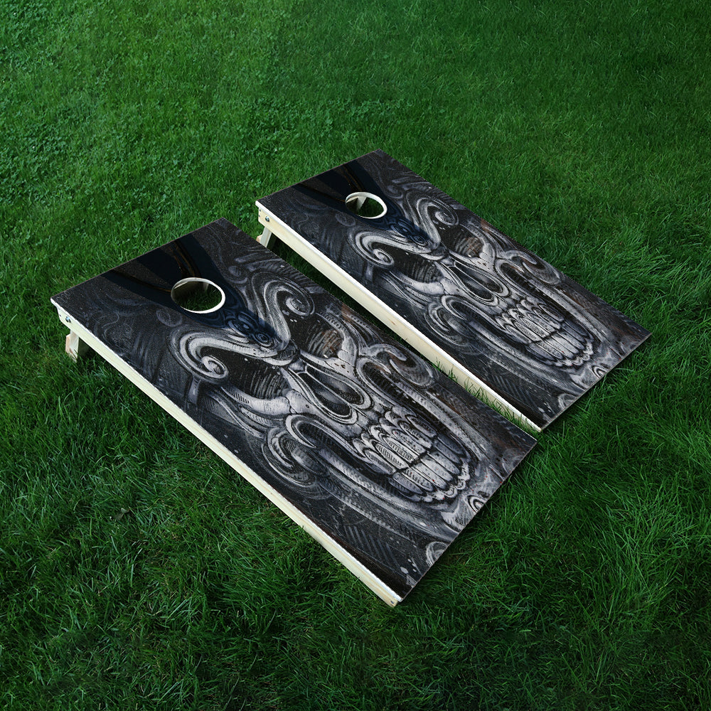 Large Creepy Skull Cornhole Boards Wraps (Set of 2)