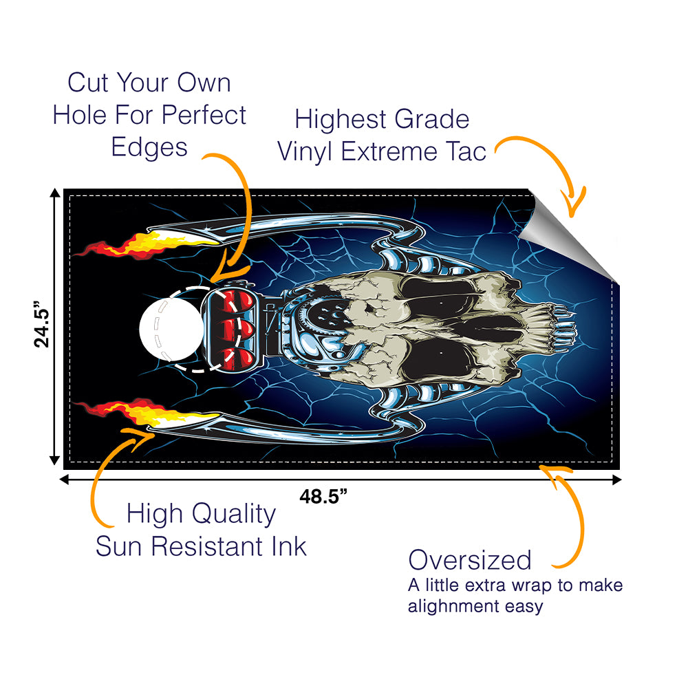Engine Skull Cornhole Boards Wraps (Set of 2)