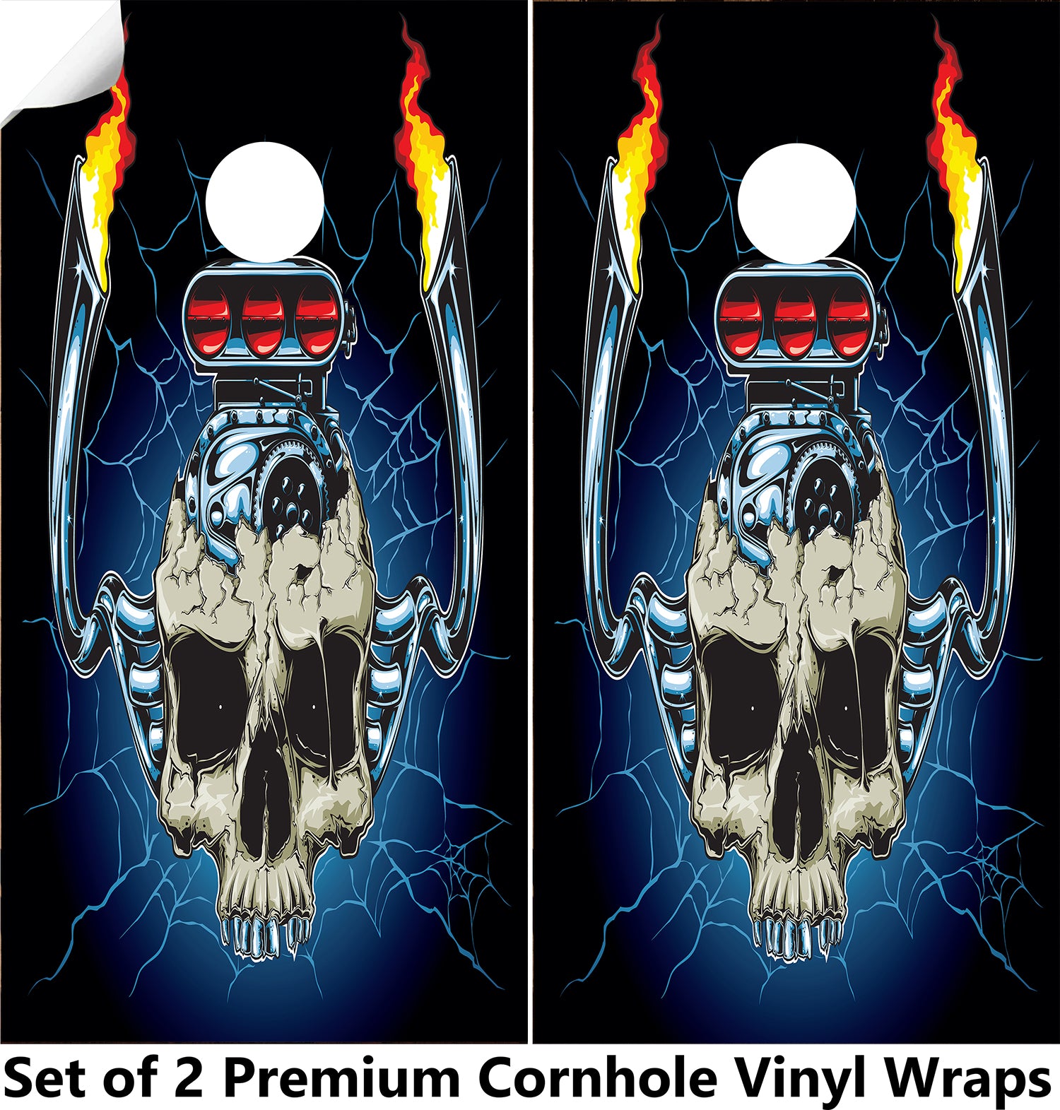 Engine Skull Cornhole Boards Wraps (Set of 2)