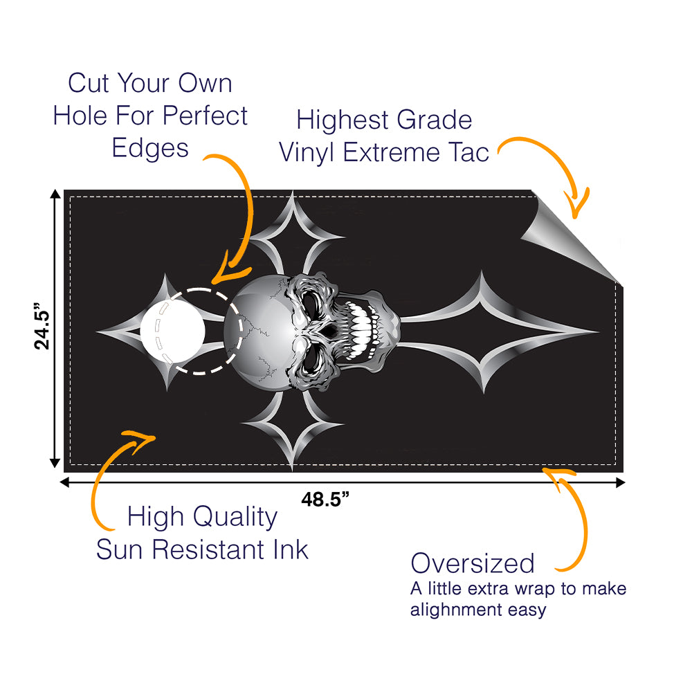 Black Cross Skull Cornhole Boards Wraps (Set of 2)