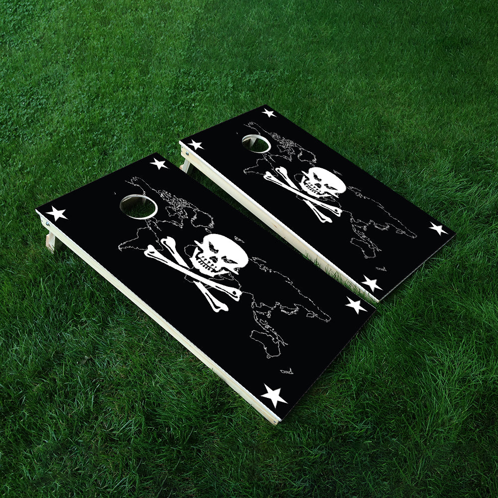 Map Skull Cornhole Boards Wraps (Set of 2)