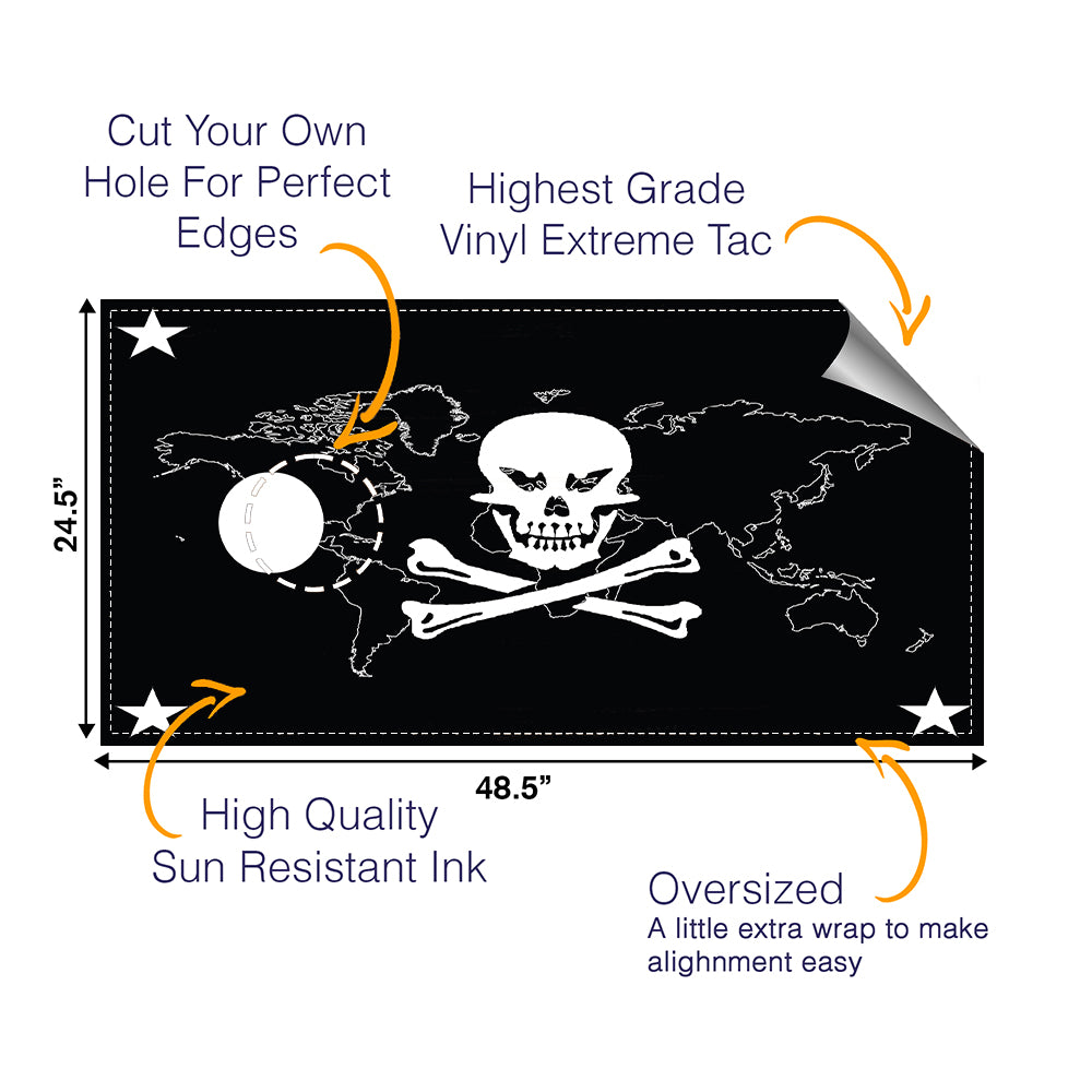 Map Skull Cornhole Boards Wraps (Set of 2)