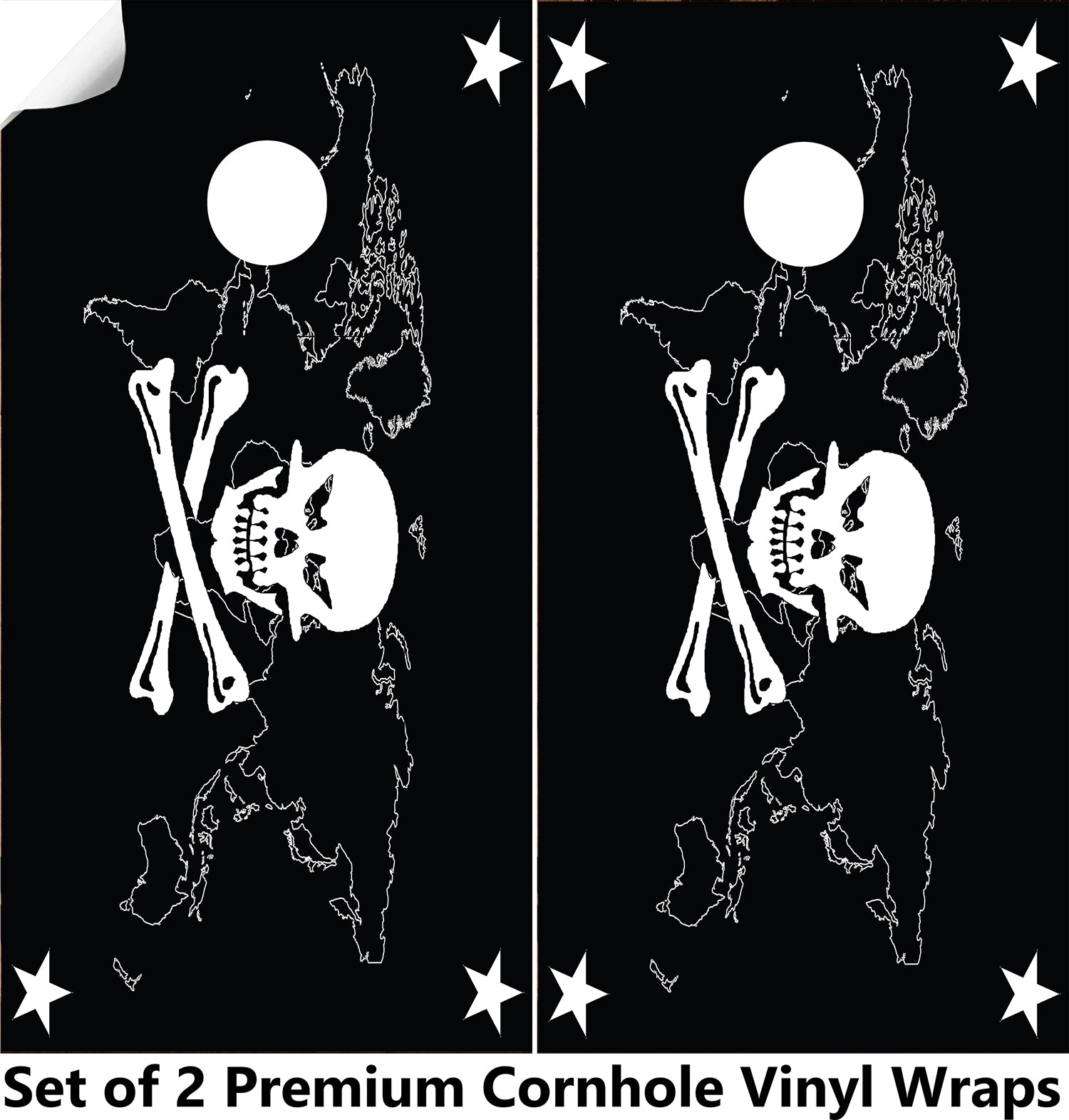 Map Skull Cornhole Boards Wraps (Set of 2)