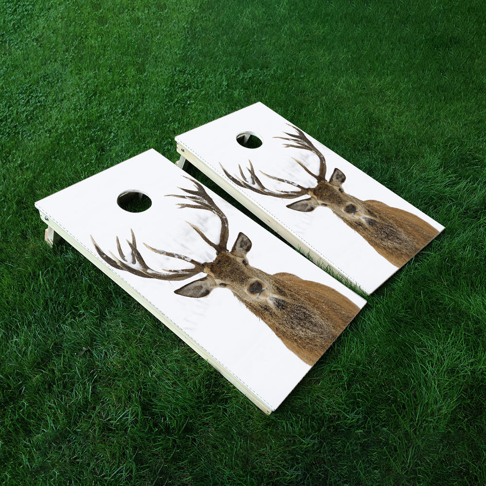 Deer White Back Cornhole Boards Wraps (Set of 2)