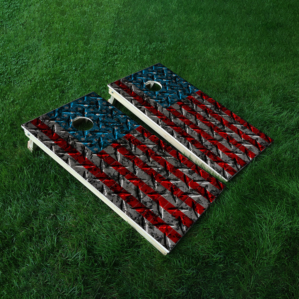 Metal Flag Cornhole Boards Wraps (Set of 2)