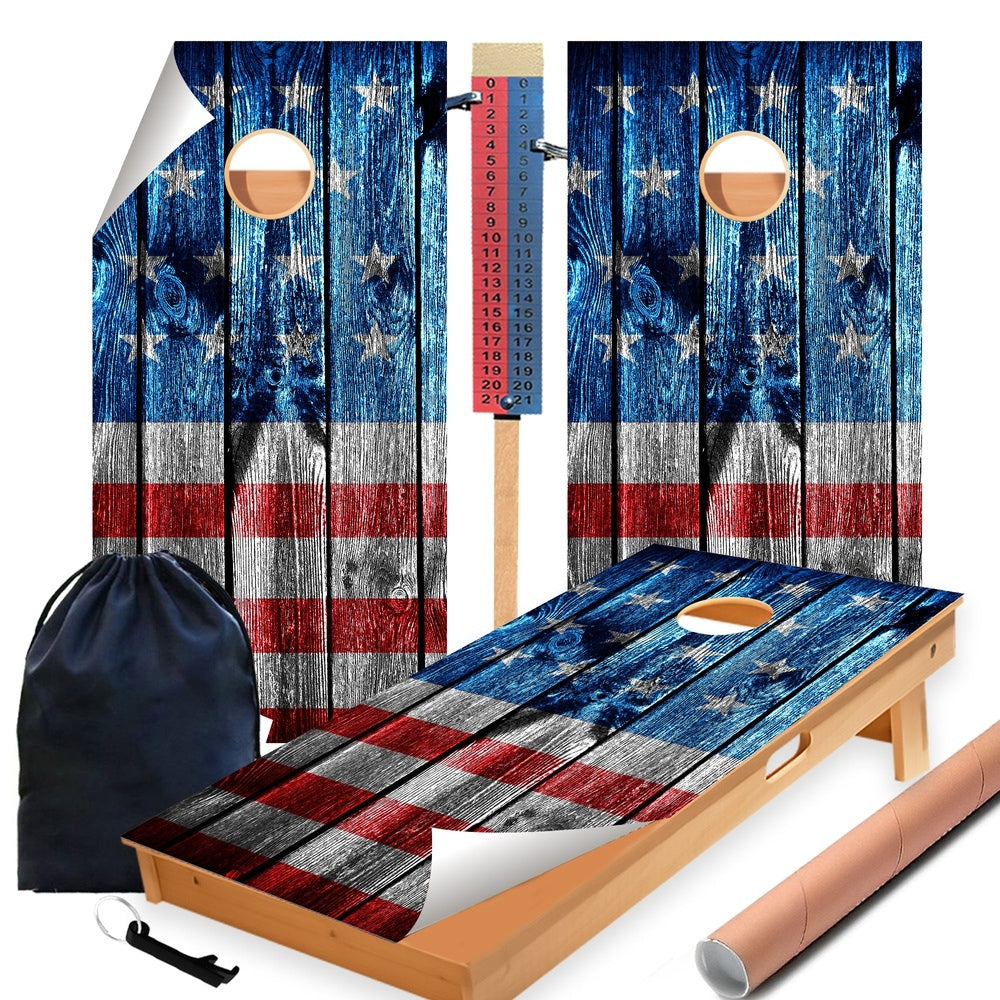 Wooden Panel Cornhole Boards Wraps (Set of 2)