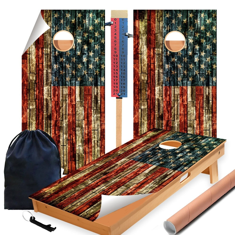 Brick Flag Cornhole Boards Wraps (Set of 2)