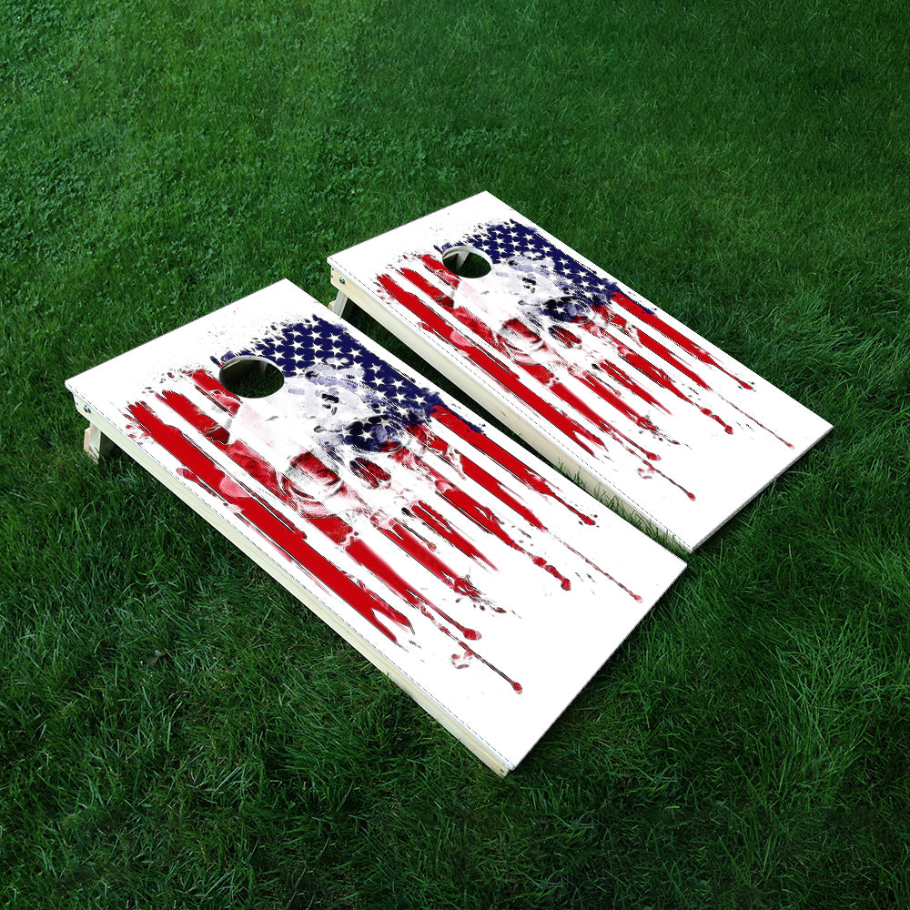 Skull Flag Cornhole Boards Wraps (Set of 2)