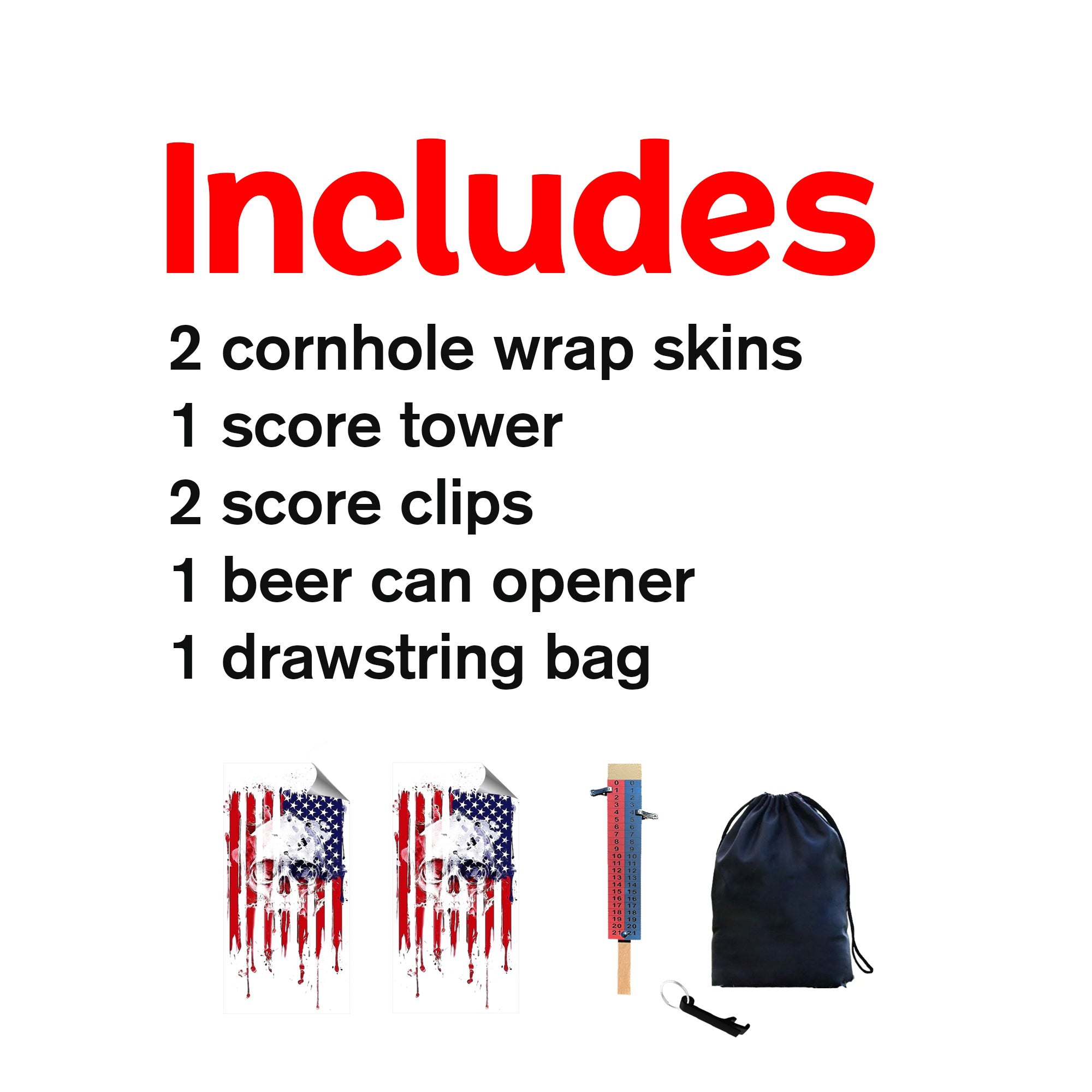 Skull Flag Cornhole Boards Wraps (Set of 2)