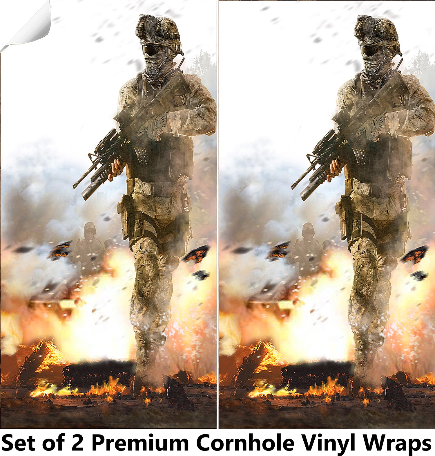 Soldier Battle Cornhole Boards Wraps (Set of 2)