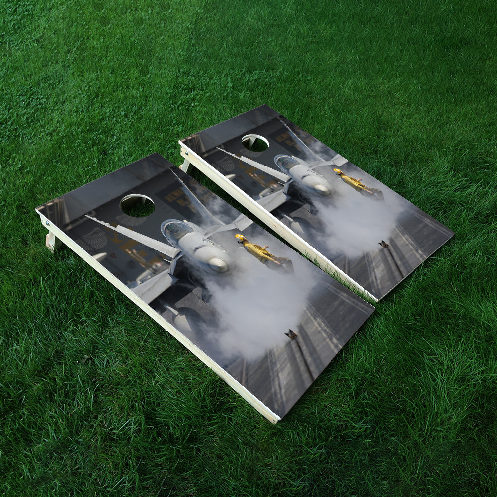 Jet Takeoff Cornhole Boards Wraps (Set of 2)