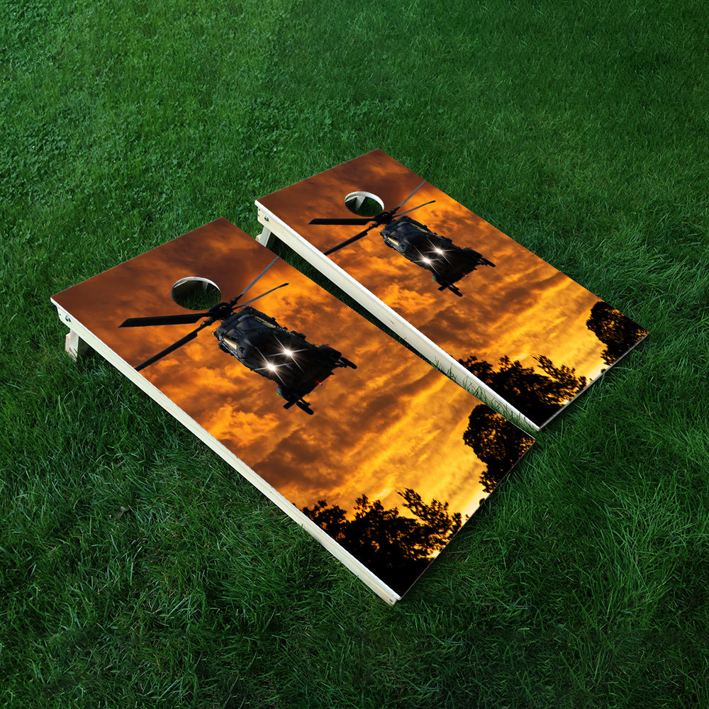 Chopper Sunset Cornhole Boards Wraps (Set of 2)