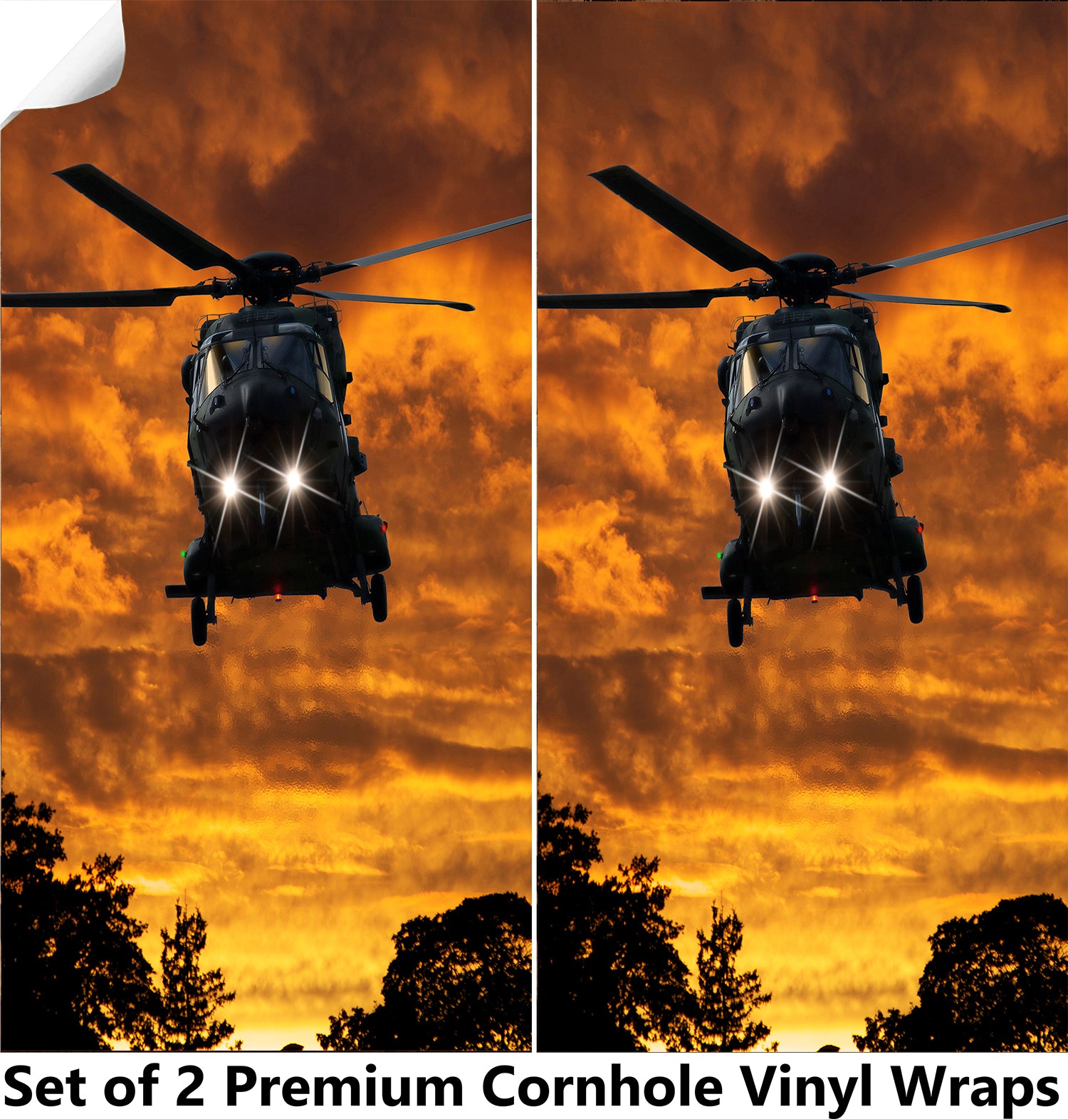 Chopper Sunset Cornhole Boards Wraps (Set of 2)