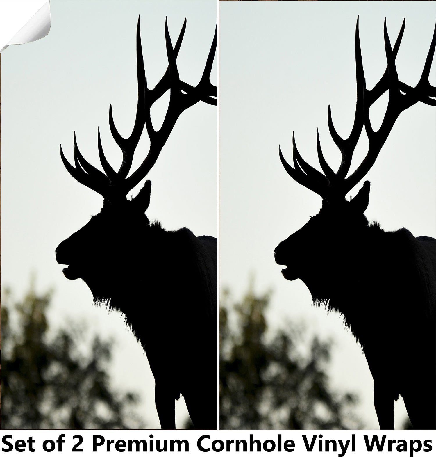 Big White Deer Cornhole Boards Wraps (Set of 2)