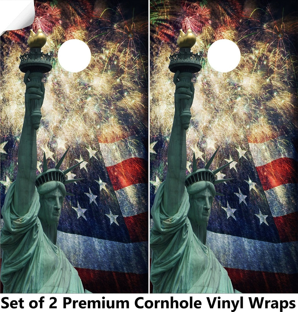 Statue of Liberty Cornhole Boards Wraps (Set of 2)