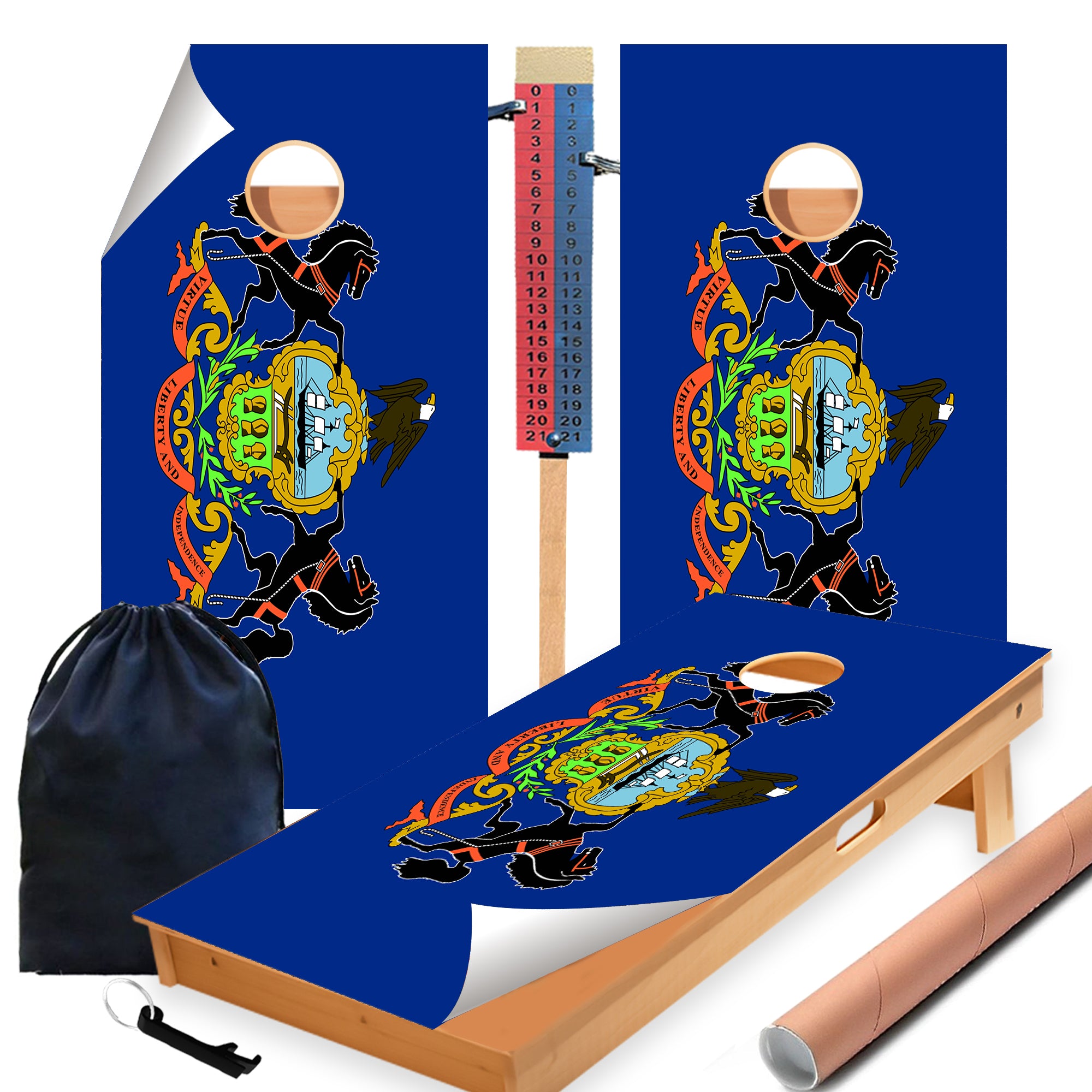 Pennsylvania Classic State Flag Cornhole Boards Wraps (Set of 2)