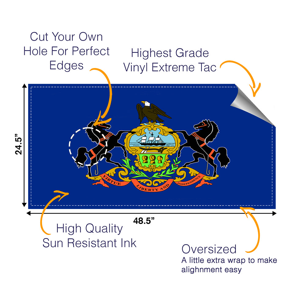 Pennsylvania Classic State Flag Cornhole Boards Wraps (Set of 2)