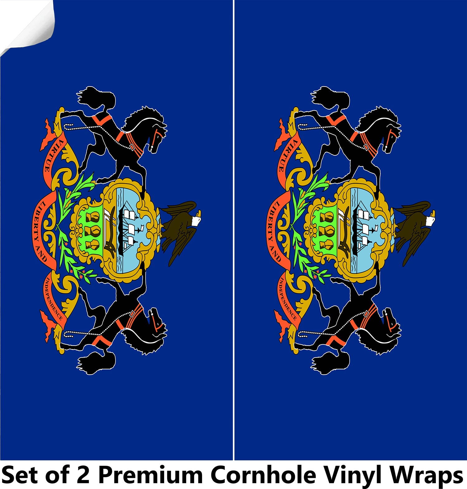 Pennsylvania Classic State Flag Cornhole Boards Wraps (Set of 2)