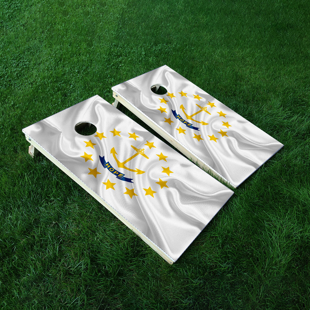 Rhode Island Classic State Flag Cornhole Boards Wraps (Set of 2)