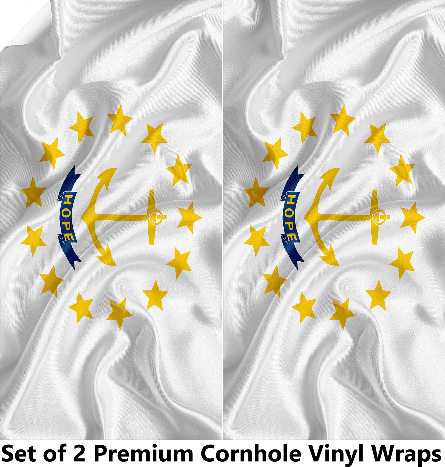Rhode Island Classic State Flag Cornhole Boards Wraps (Set of 2)