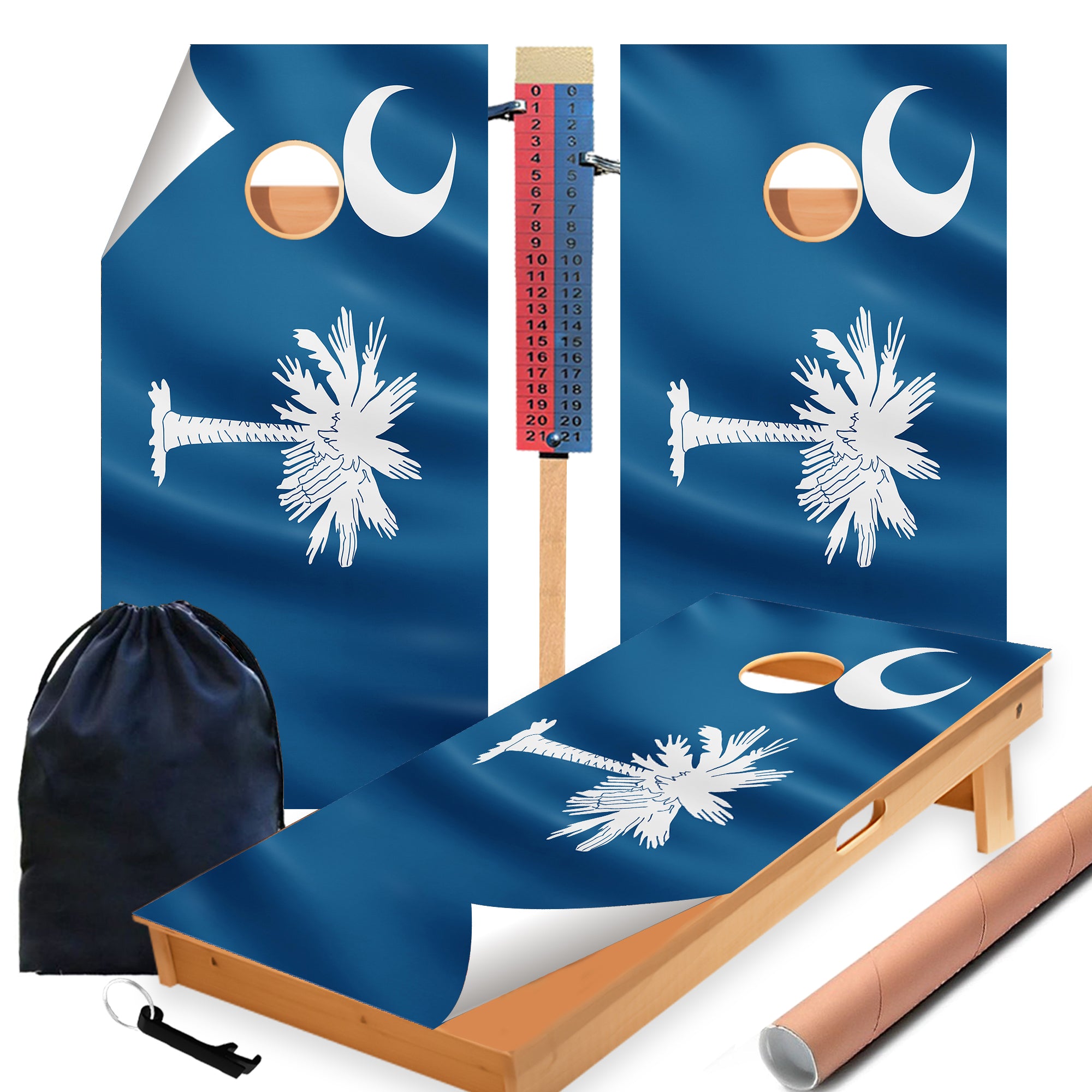 South Carolina Classic State Flag Cornhole Boards Wraps (Set of 2)