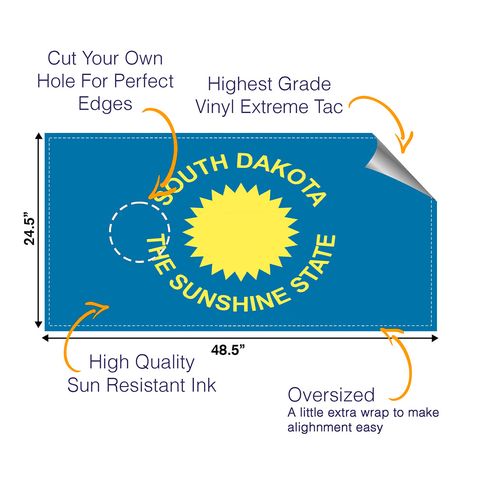 South Dakota Classic State Flag Cornhole Boards Wraps (Set of 2)