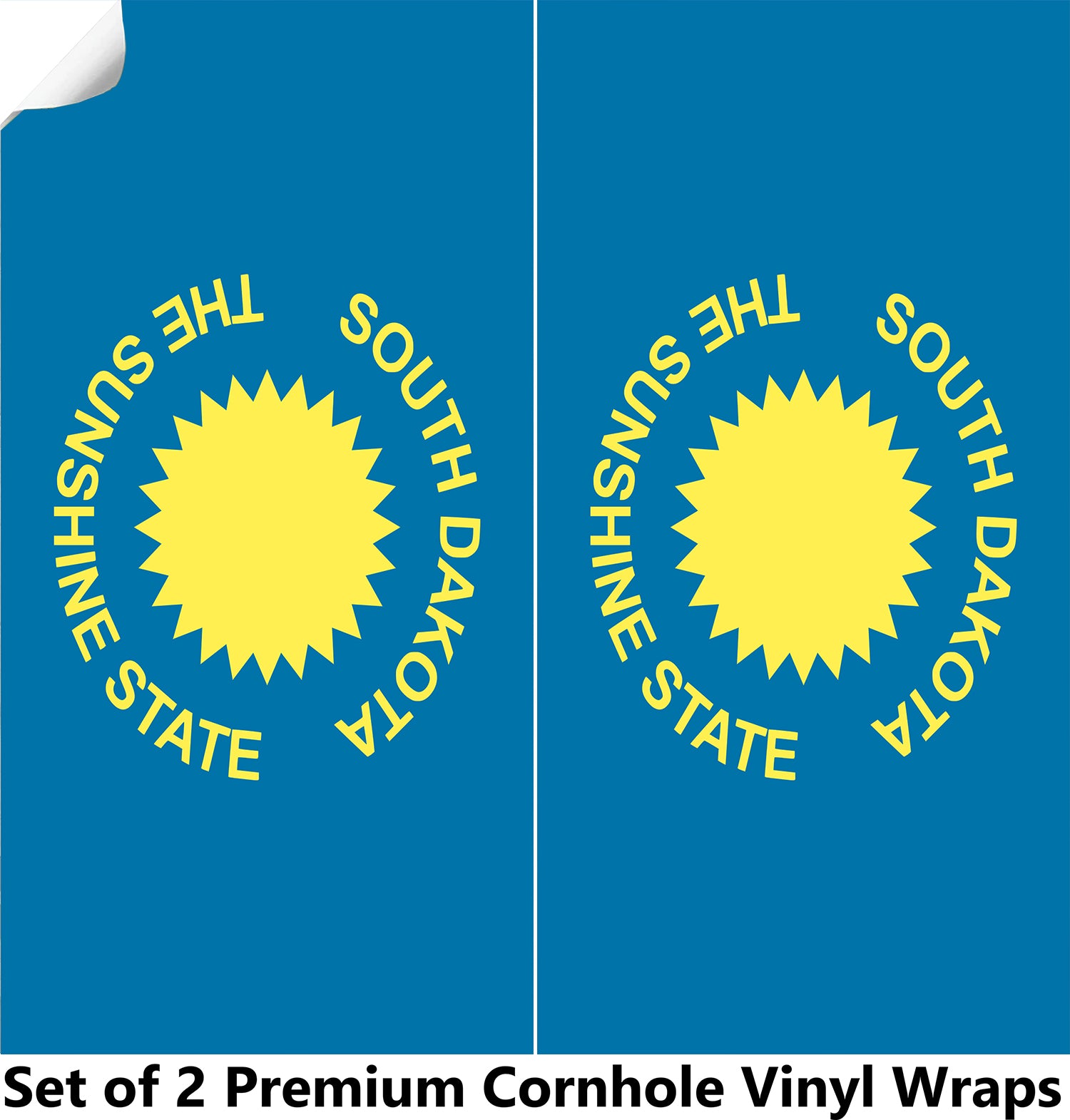 South Dakota Classic State Flag Cornhole Boards Wraps (Set of 2)