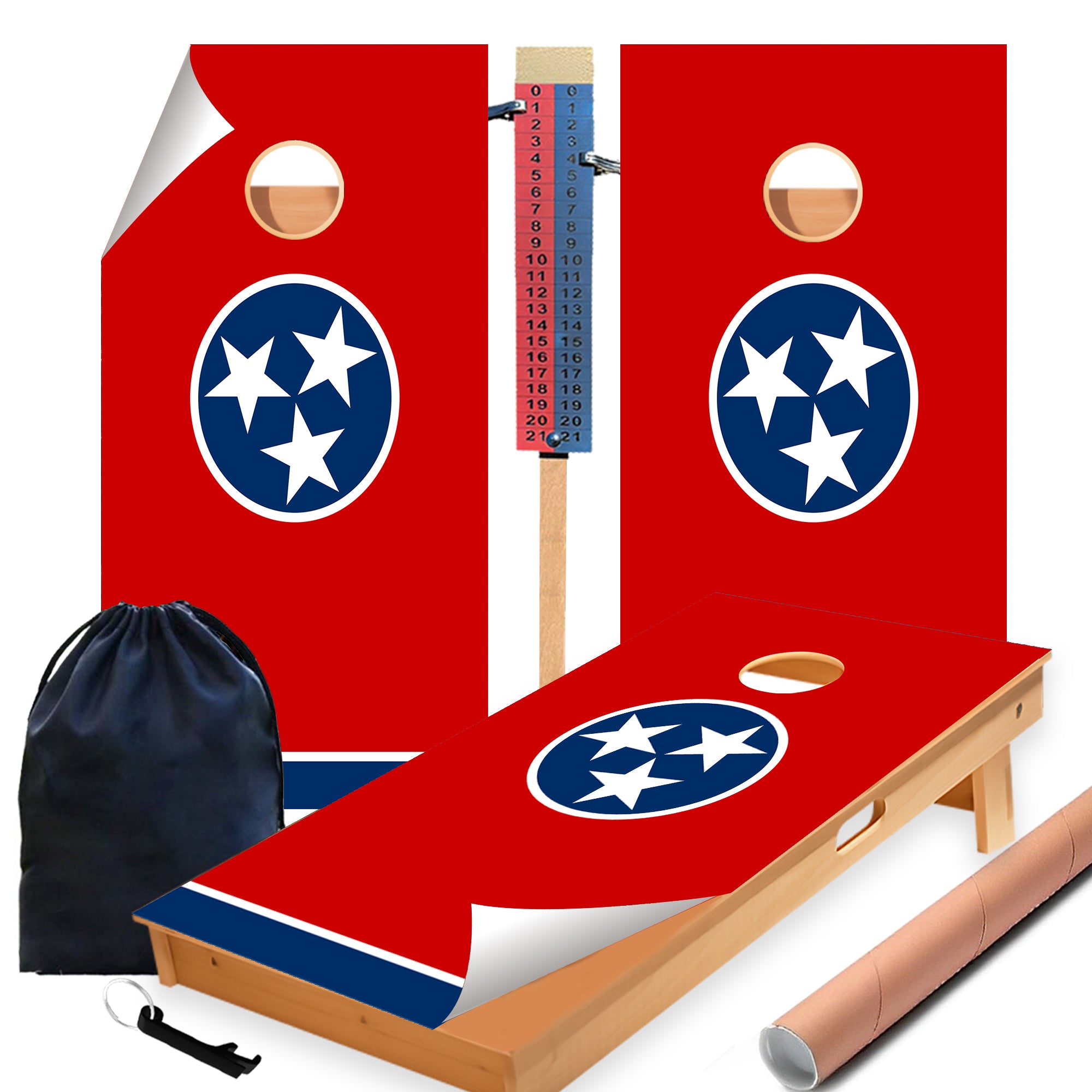 Tennessee Classic State Flag Cornhole Boards Wraps (Set of 2)