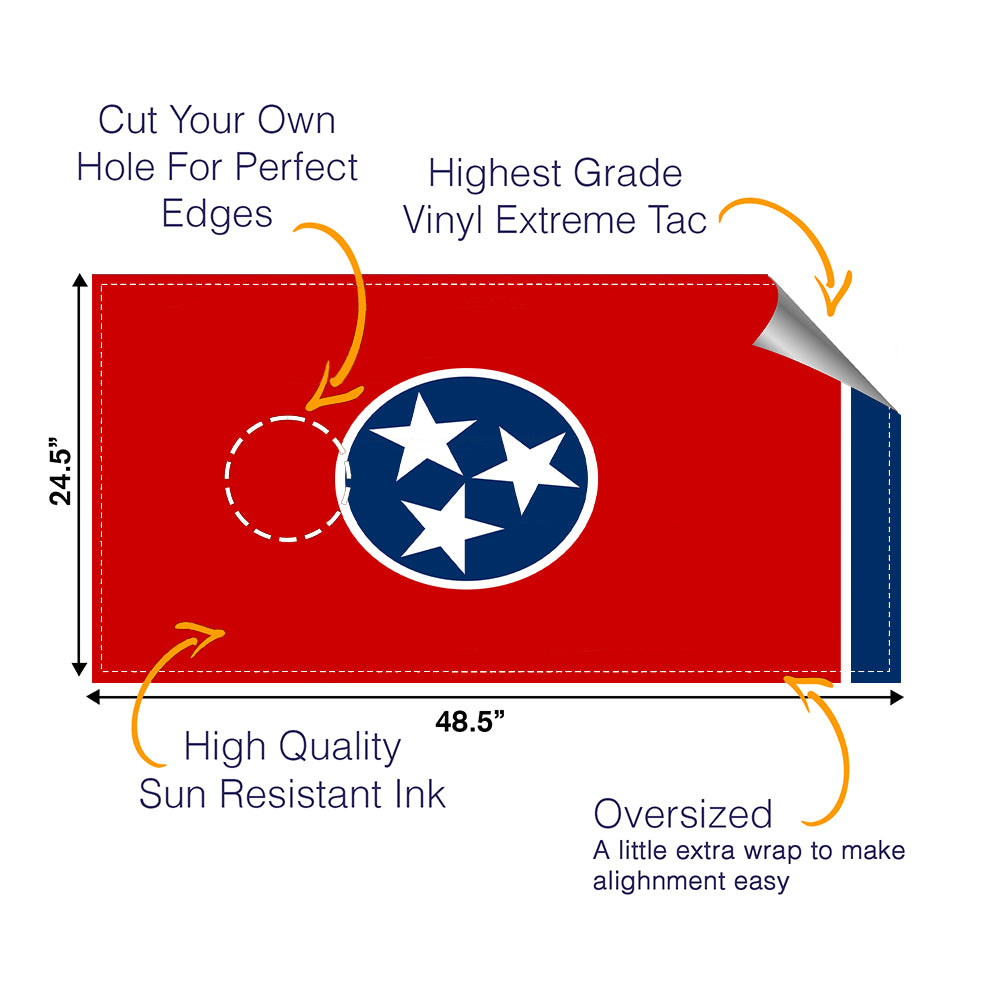 Tennessee Classic State Flag Cornhole Boards Wraps (Set of 2)