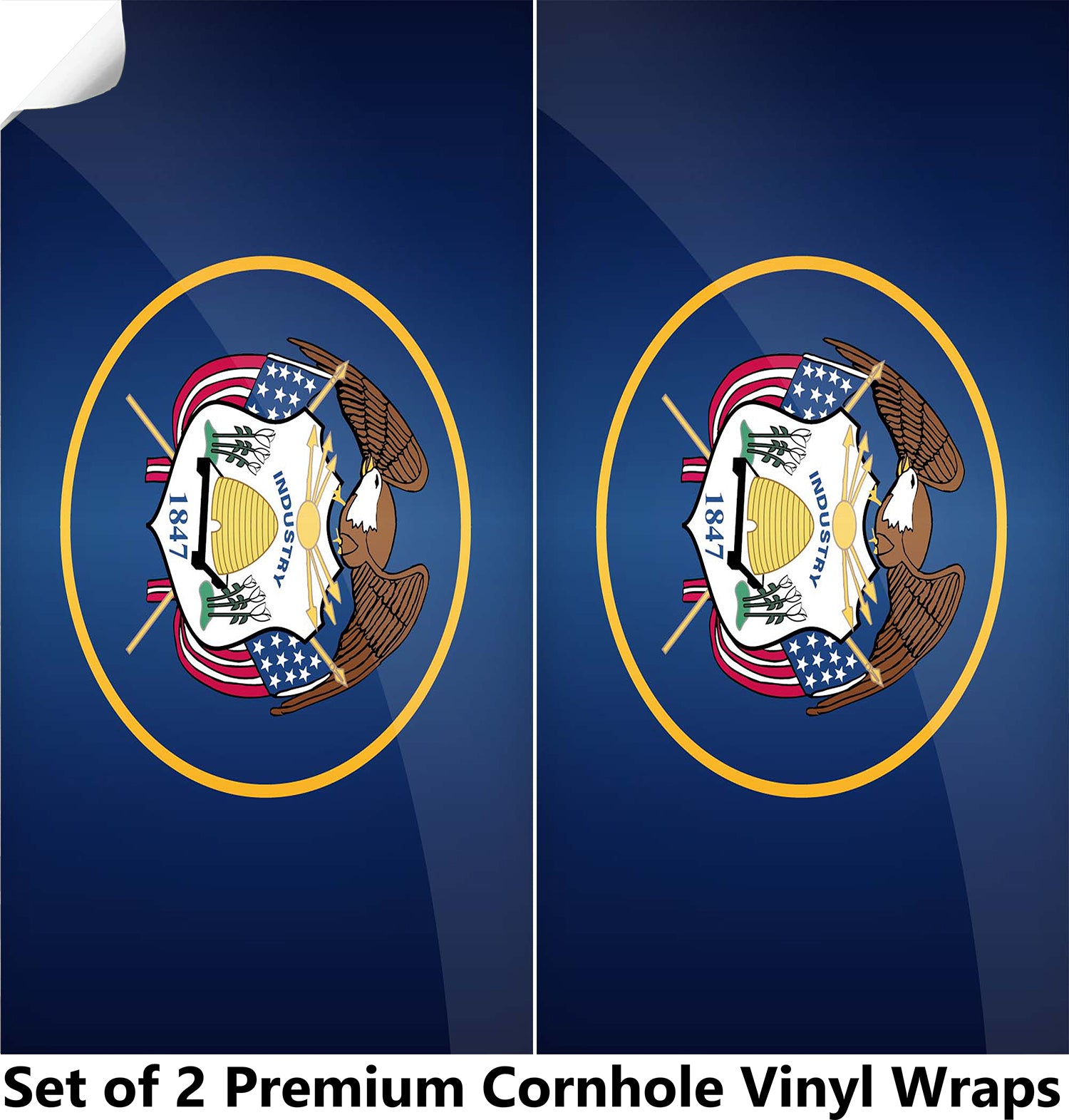 Utah Classic State Flag Cornhole Boards Wraps (Set of 2)