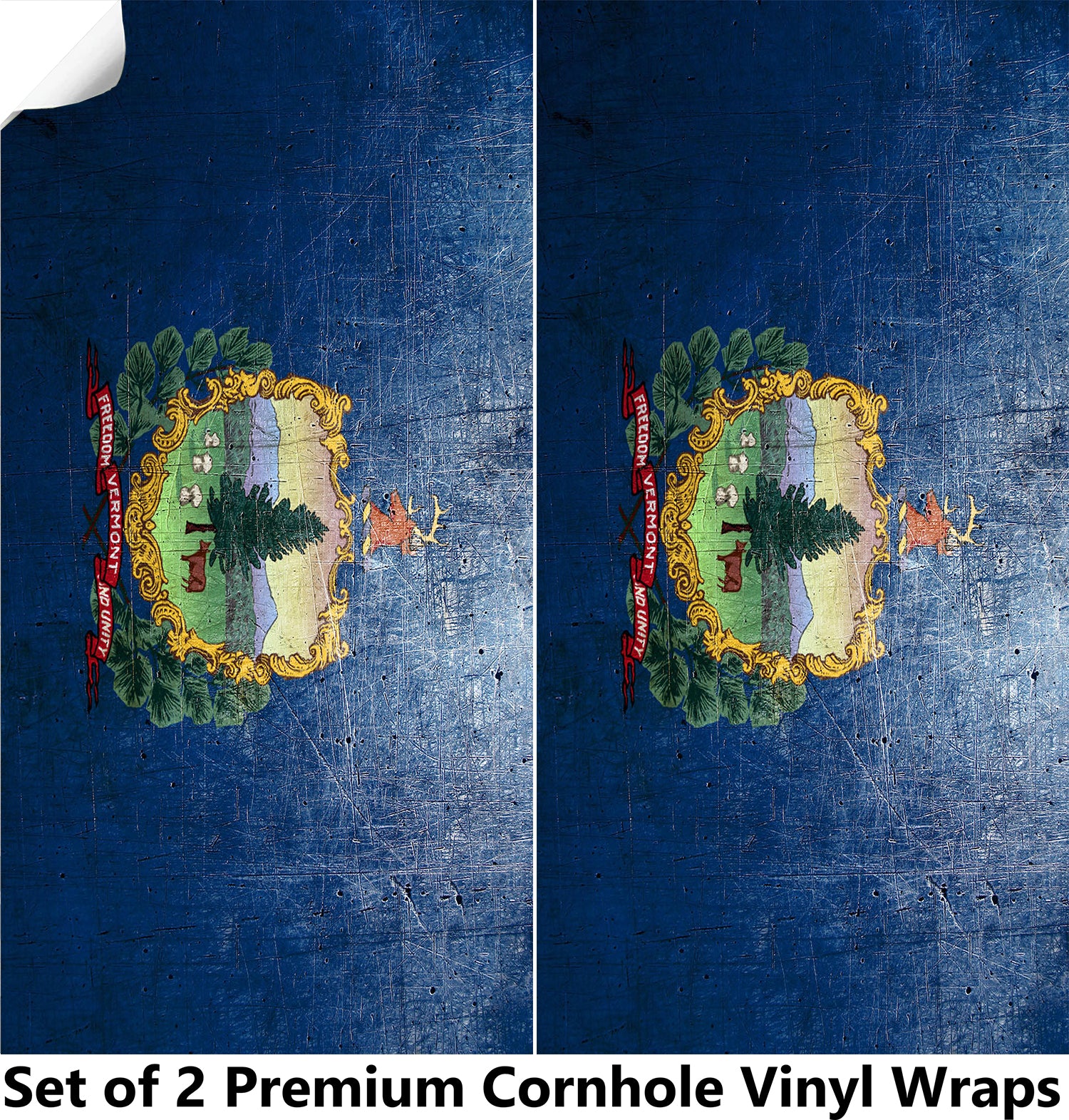 Vermont Classic State Flag Cornhole Boards Wraps (Set of 2)