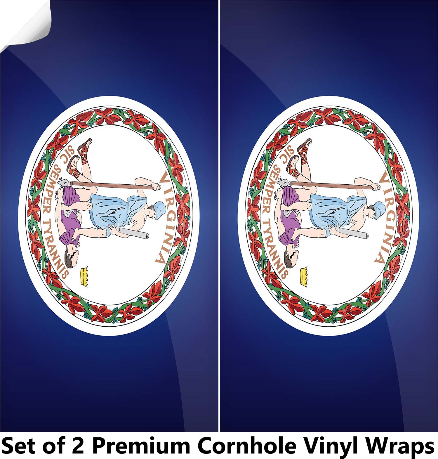 Virginia Classic State Flag Cornhole Boards Wraps (Set of 2)