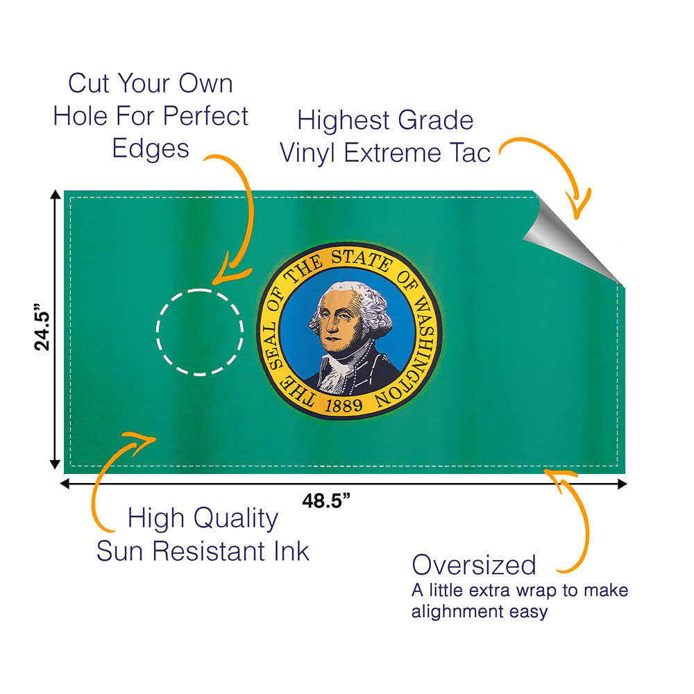 Washington Classic State Flag Cornhole Boards Wraps (Set of 2)