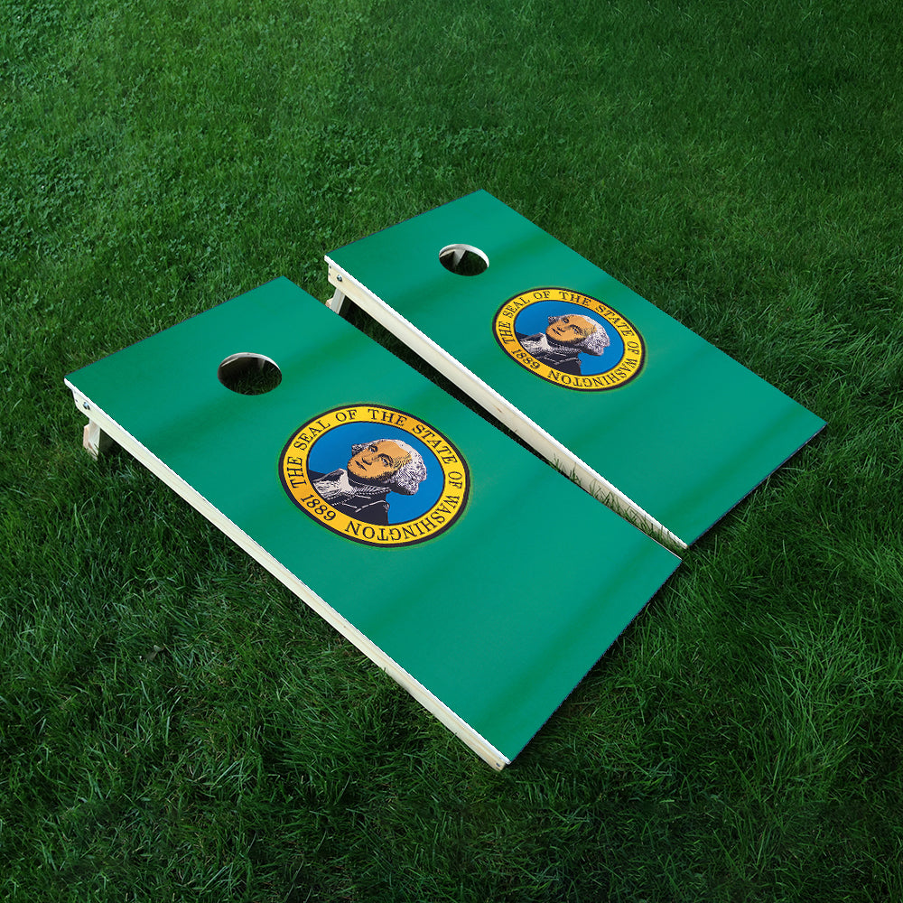 Washington Classic State Flag Cornhole Boards Wraps (Set of 2)