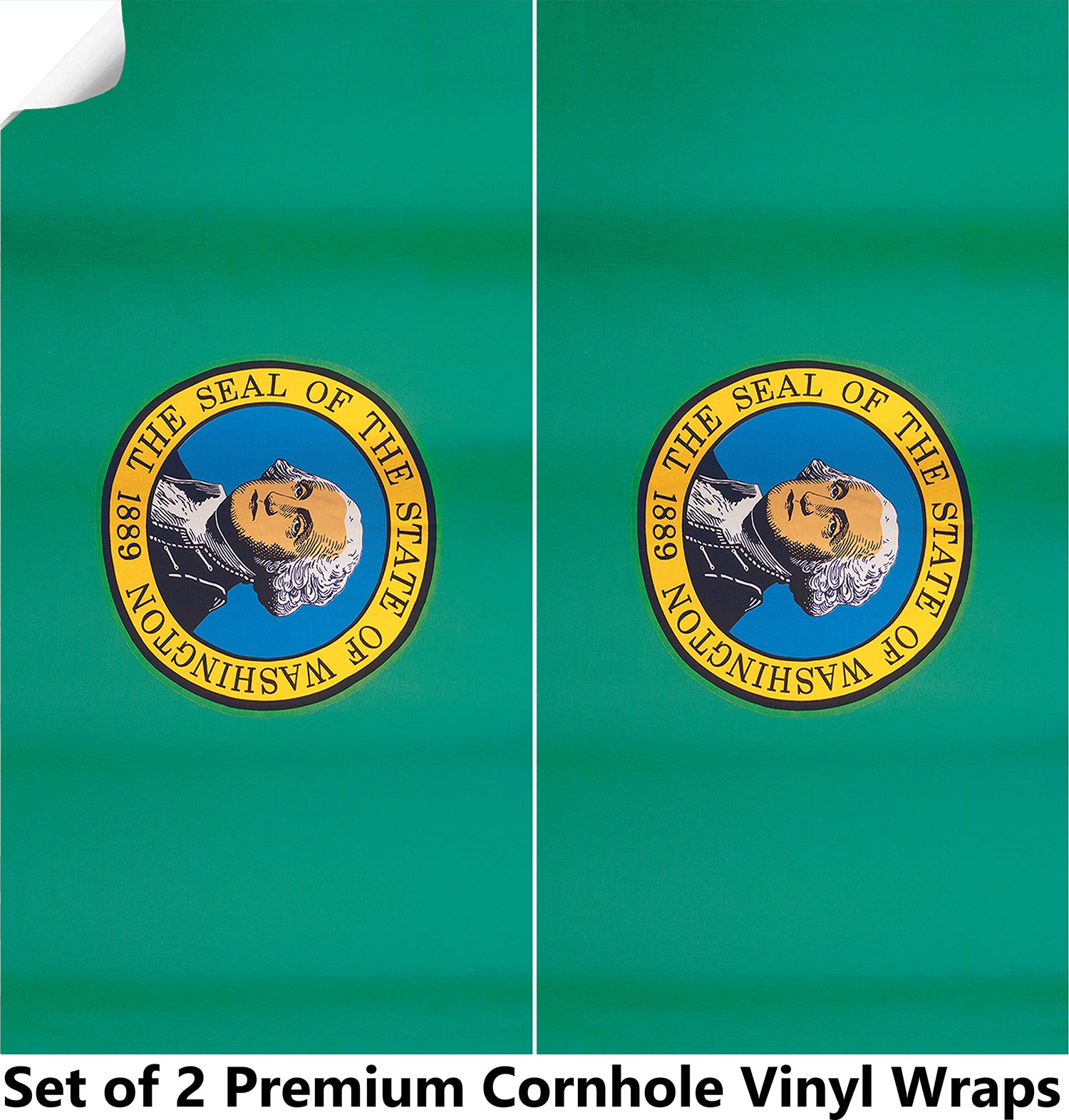 Washington Classic State Flag Cornhole Boards Wraps (Set of 2)