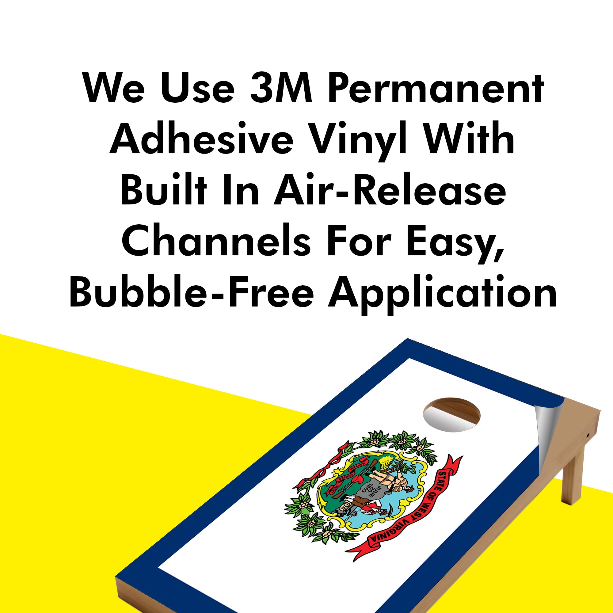 West Virginia Classic State Flag Cornhole Boards Wraps (Set of 2)