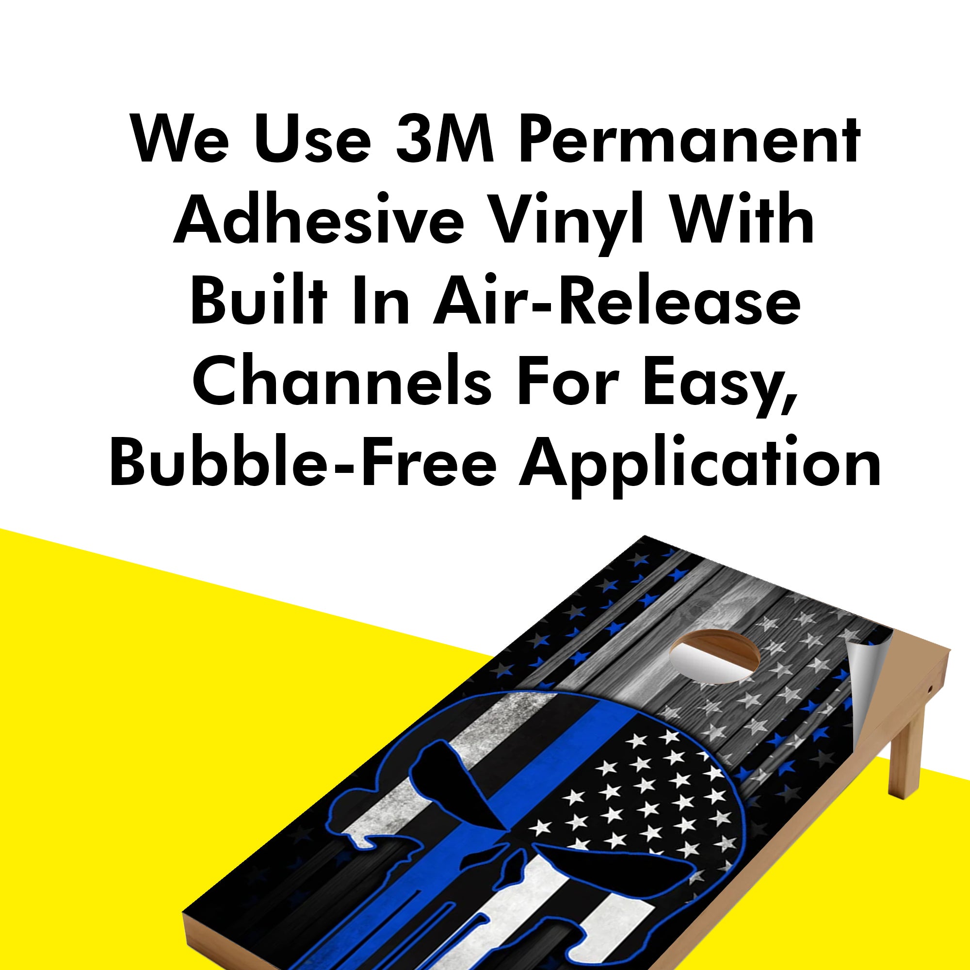 Blue Lines Skull Cornhole Boards Wraps (Set of 2)